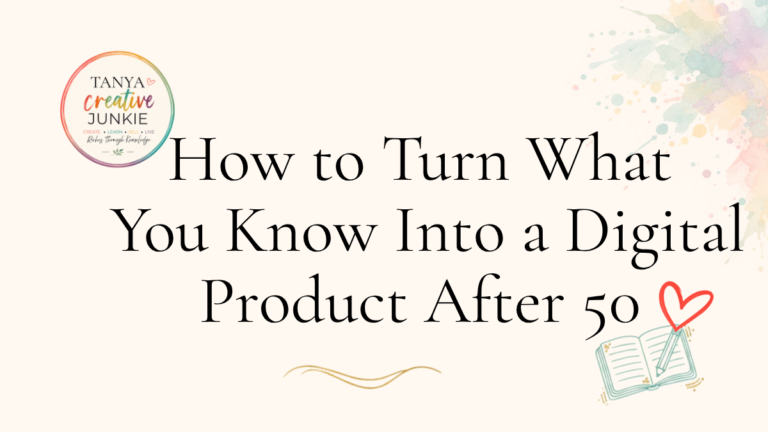 Notebook and creative tools representing how to turn your knowledge into a digital product after 50