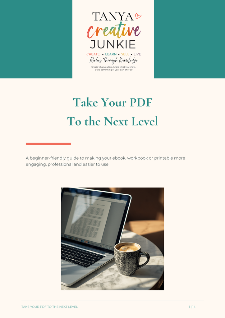 Take your PDF to the next level beginner’s guide cover by Tanya Creative Junkie